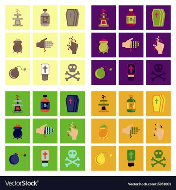 Assembly flat icons halloween symbols vector image
