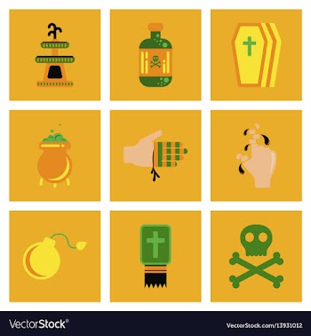 Assembly flat icons halloween symbols vector image