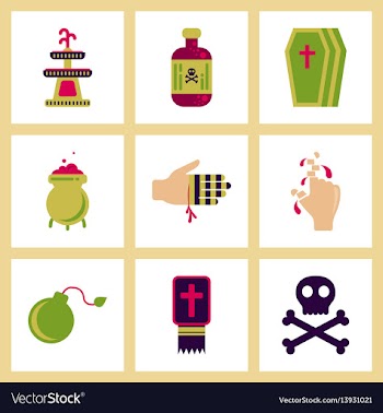 Assembly flat icons halloween symbols vector image