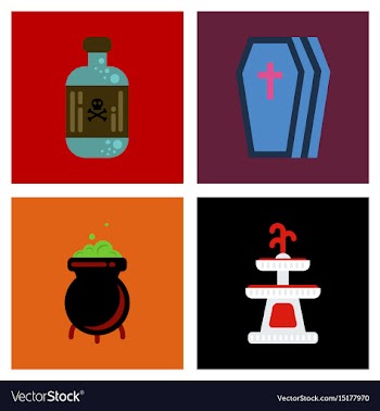 Assembly flat icons halloween symbols vector image