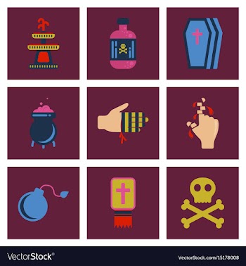 Assembly flat icons halloween symbols vector image