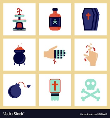 Assembly flat icons halloween symbols vector image