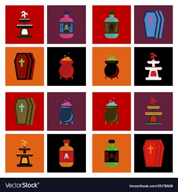 Assembly flat icons halloween symbols vector image