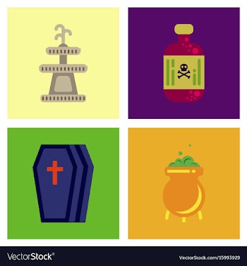 Assembly flat icons halloween symbols vector image