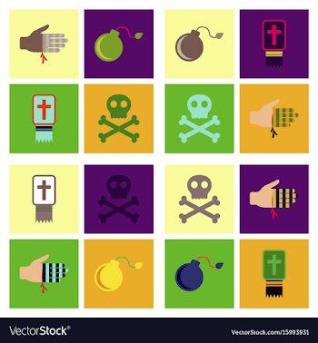 Assembly flat icons halloween symbols vector image