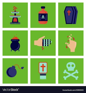 Assembly flat icons halloween symbols vector image