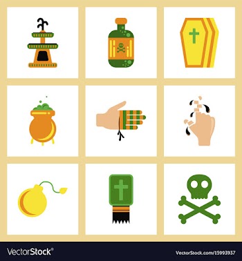 Assembly flat icons halloween symbols vector image