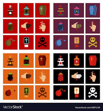 Assembly flat icons halloween symbols vector image