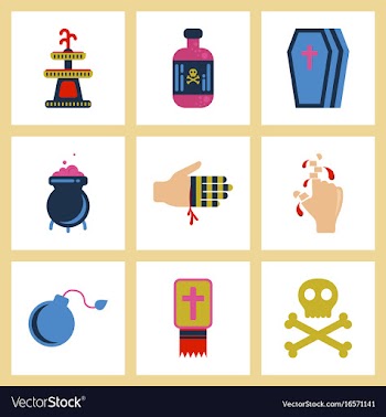 Assembly flat icons halloween symbols vector image