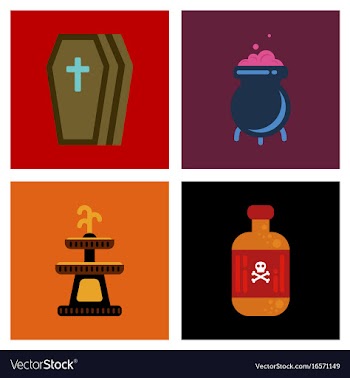 Assembly flat icons halloween symbols vector image