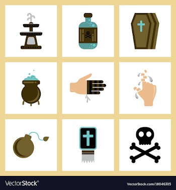 Assembly flat icons halloween symbols vector image