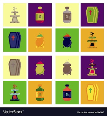 Assembly flat icons halloween symbols vector image