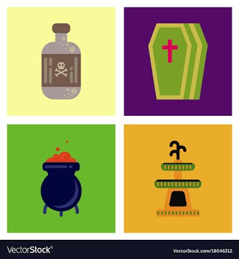 Assembly flat icons halloween symbols vector image