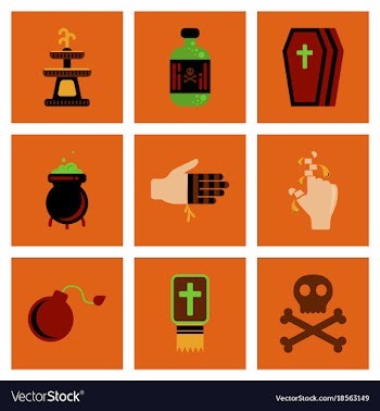 Assembly flat icons halloween symbols vector image