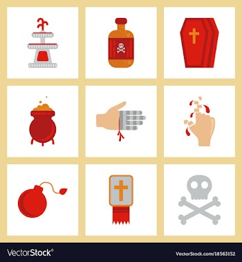 Assembly flat icons halloween symbols vector image