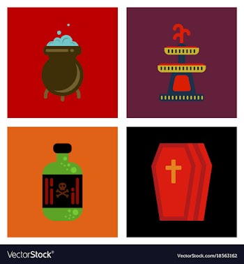 Assembly flat icons halloween symbols vector image