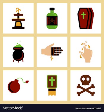 Assembly flat icons halloween symbols vector image