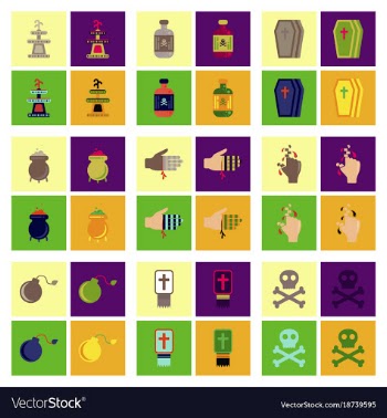 Assembly flat icons halloween symbols vector image