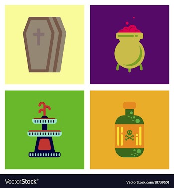 Assembly flat icons halloween symbols vector image