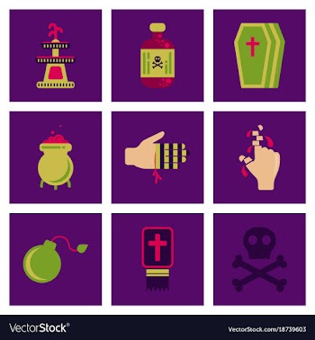 Assembly flat icons halloween symbols vector image