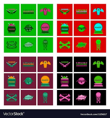 Assembly flat icons halloween vector image