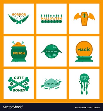 Assembly flat icons halloween vector image