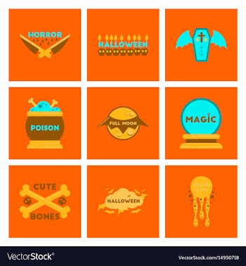 Assembly flat icons halloween vector image