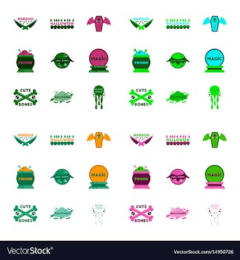 Assembly flat icons halloween vector image