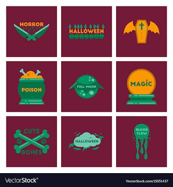 Assembly flat icons halloween vector image