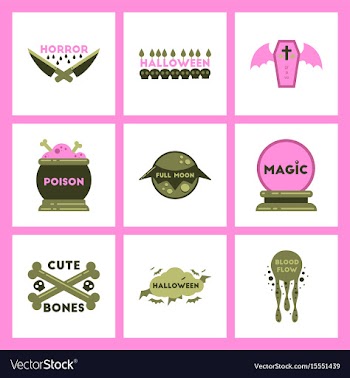 Assembly flat icons halloween vector image