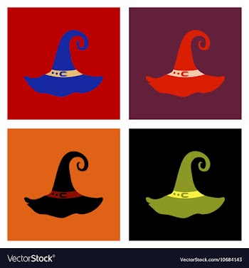 Assembly flat icons halloween witch hat vector image