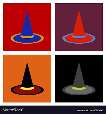 Assembly flat icons halloween witch hat vector image