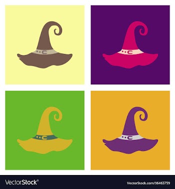 Assembly flat icons halloween witch hat vector image