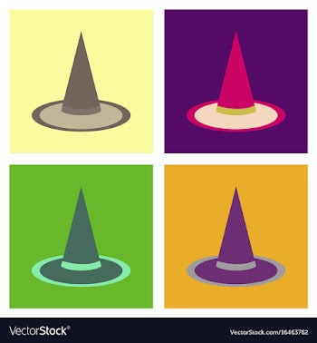 Assembly flat icons halloween witch hat vector image