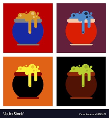 Assembly flat icons halloween witches cauldron vector image