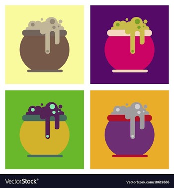 Assembly flat icons halloween witches cauldron vector image