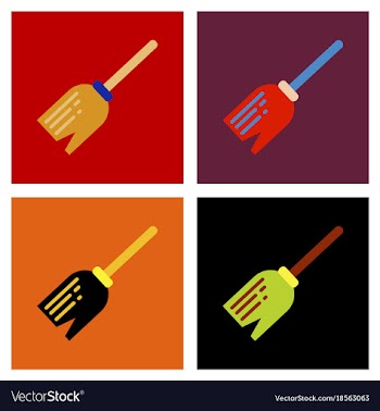 Assembly flat icons halloween witchs broom vector image