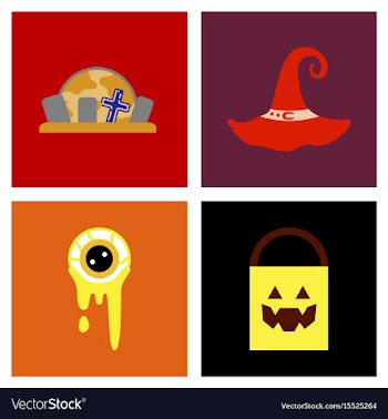 Assembly flat icons halloween zombie eyes bag vector image