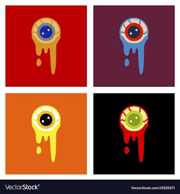 Assembly flat icons halloween zombie eyes vector image