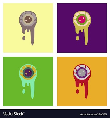 Assembly flat icons halloween zombie eyes vector image