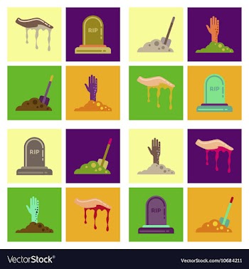 Assembly flat icons halloween zombie hand grave vector image