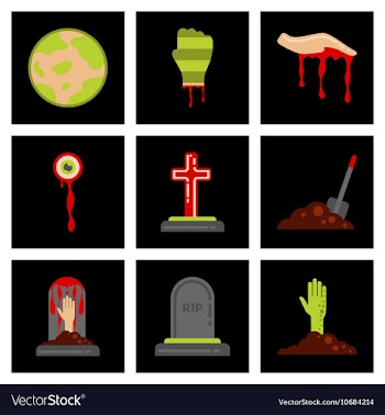Assembly flat icons halloween zombie hand grave vector image