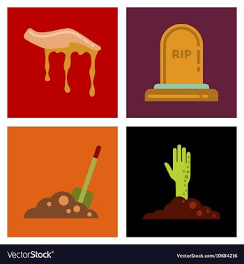 Assembly flat icons halloween zombie hand grave vector image