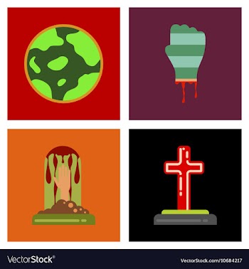 Assembly flat icons halloween zombie hand grave vector image