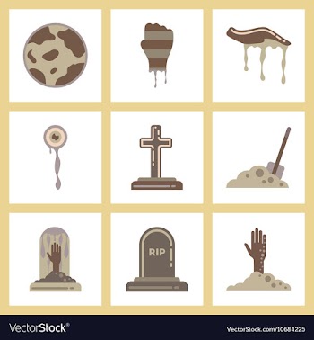 Assembly flat icons halloween zombie hand grave vector image