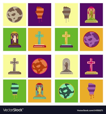 Assembly flat icons halloween zombie hand grave vector image