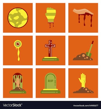 Assembly flat icons halloween zombie hand grave vector image