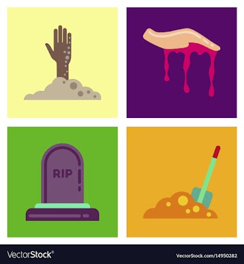 Assembly flat icons halloween zombie hand grave vector image
