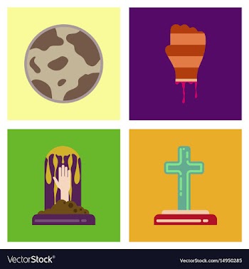 Assembly flat icons halloween zombie hand grave vector image