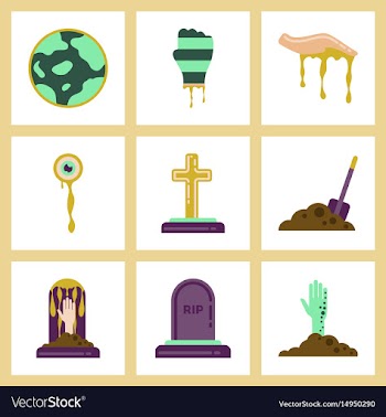 Assembly flat icons halloween zombie hand grave vector image